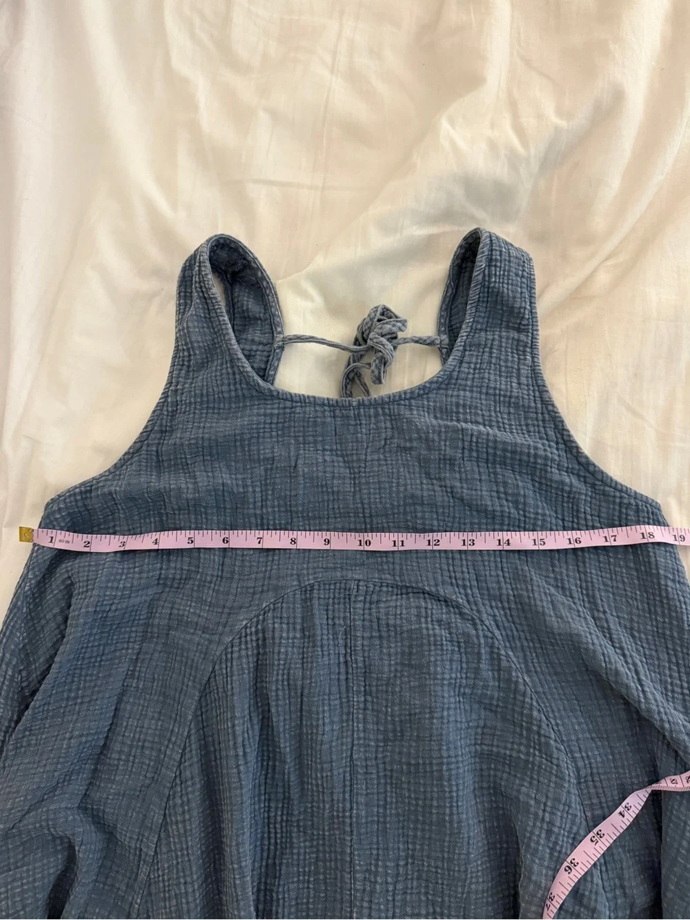 Easel Blue Gauze Sleeveless Trapeze Mini Dress - Picture 5 of 9